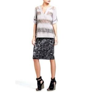 BCBGMAXAZRIA Womens Erid Lace Tunic in Gray Size Small